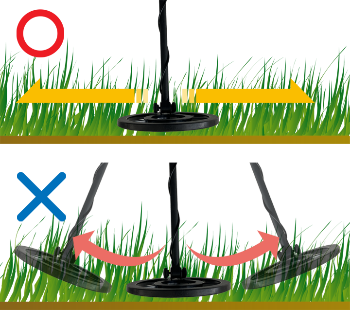 サーチコイル型金属探知機の動かし方