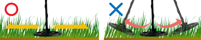 サーチコイル型金属探知機の動かし方